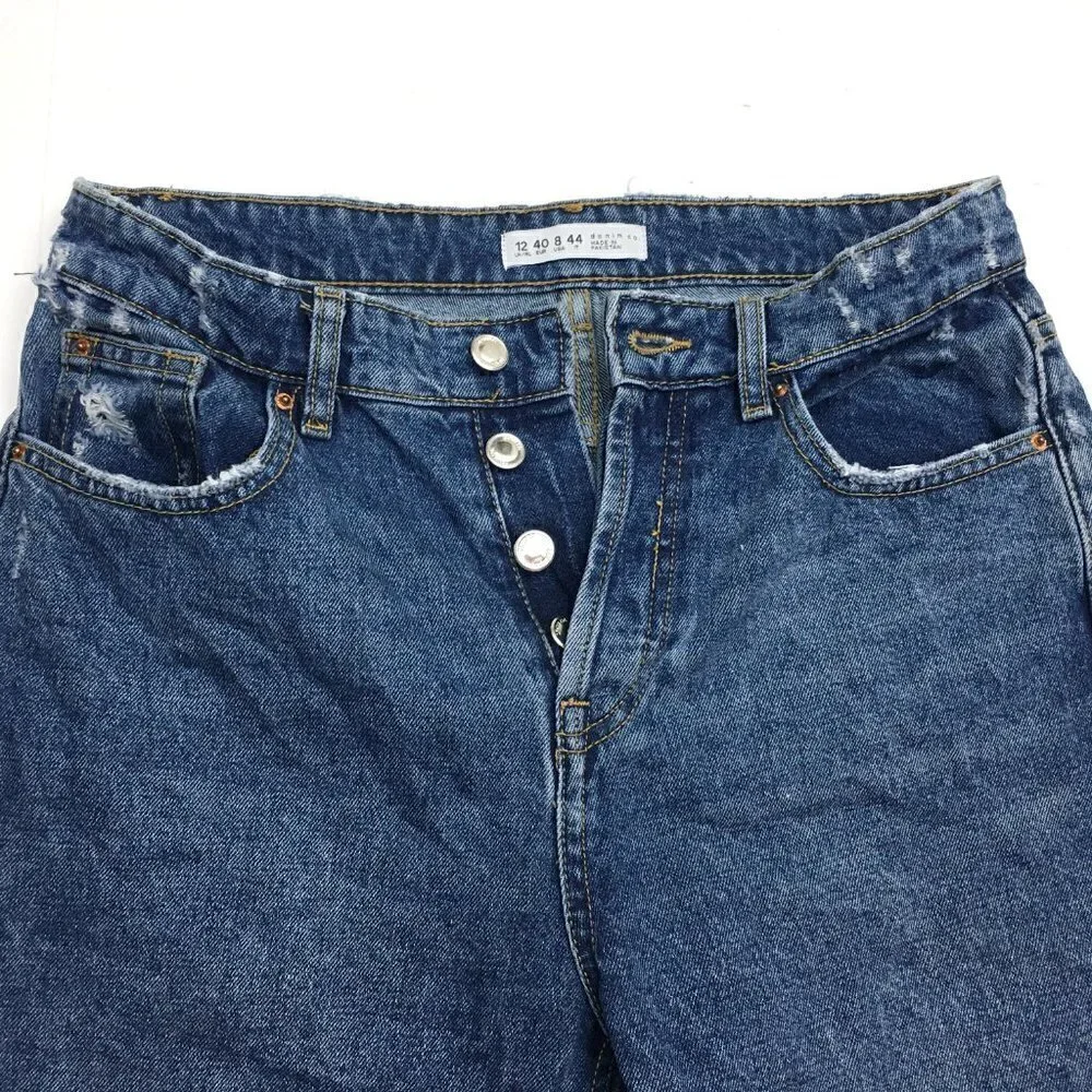 Denim & Co. Women's Jeans Straight Leg Button Fly Cotton Denim Size 8 length 26